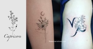 Capricorn Zodiac Flower Tattoos