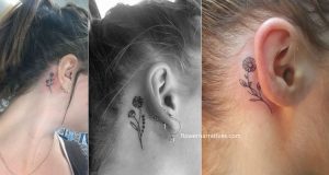 Behind the Ear Flower Tattoos of Daisy
