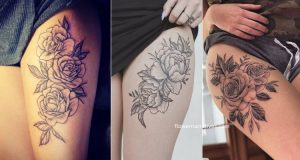 Thigh Floral Tattoo Rose