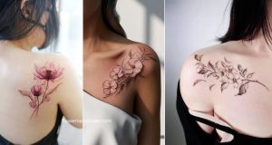 shoulder blade floral tattoo